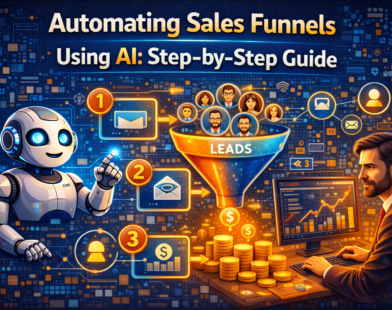 AI automating a sales funnel, with artificial intelligence managing lead capture, lead scoring, personalised nurturing, and automated follow-ups to guide prospects through each funnel stage.
