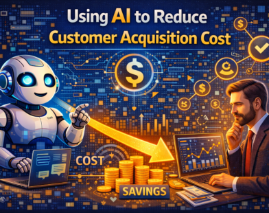 startups using artificial intelligence to reduce customer acquisition cost, with AI analysing marketing spend, lead quality, conversion funnels, and customer behaviour to optimise costs and improve efficiency.
