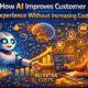Guide-style infographic showing how AI improves customer experience without increasing costs by automating support, personalising communication, reducing response time, and improving customer satisfaction.