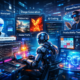 Futuristic digital collage showing top AI tools of 2026 including AI writing assistants, image generation platforms, coding agents, productivity dashboards, CRM systems, and mixed reality holographic interfaces in a neon high-tech environment.
