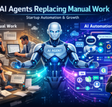 AI agent automating startup tasks replacing manual work with digital dashboards and workflows