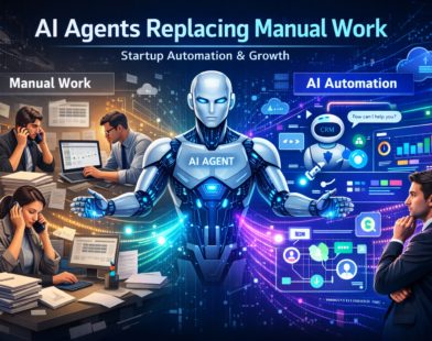 AI agent automating startup tasks replacing manual work with digital dashboards and workflows