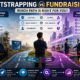 Bootstrapping vs fundraising comparison infographic showing startup founder choosing between self-funded growth and investor-backed scaling with growth charts