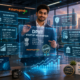 Indian startup founder showcasing DPIIT startup recognition benefits with holographic business growth charts and government support visuals.