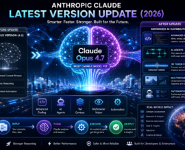 Anthropic Claude Opus 4.7 latest update infographic showing AI evolution, advanced coding, AI agents, multimodal vision, and 1M token context