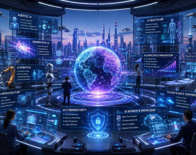 AI Tech News 2026 featuring agentic AI, robotics, generative AI, smart cities, cybersecurity, healthcare innovation, and futuristic technology trends.