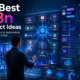 15 Best n8n Project Ideas featured image showing a futuristic AI automation workspace with connected workflow nodes, AI agent dashboard, business automation, API integrations, CRM, email automation, and cloud workflows in 2026.