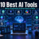10 Best AI Tools in 2026 featured image showing a futuristic AI-powered workspace with ChatGPT, Google Gemini, Claude AI, Microsoft Copilot, Midjourney, Canva AI, Notion AI, Grammarly, Perplexity AI, and n8n for productivity and business automation.