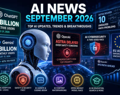 AI News September 2026 featuring ChatGPT and Gemini 1 billion users, AI agents, cybersecurity, EU AI Act, and latest AI trends