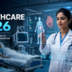 AI in Healthcare 2026 showing a doctor using artificial intelligence for medical diagnosis and patient care