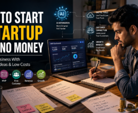 How to start a startup with no money using an MVP, free tools, first customers, and low-cost business strategies