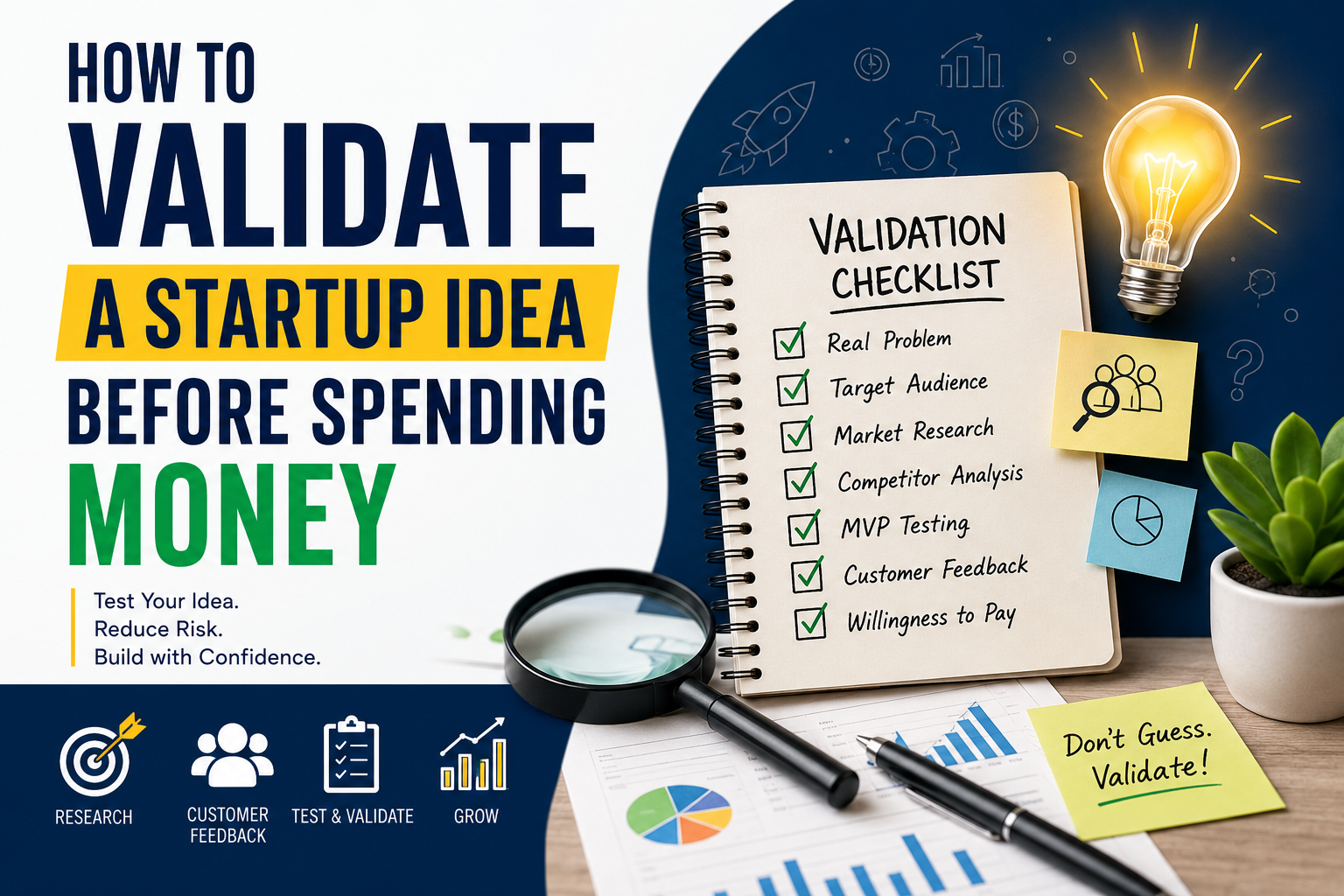 How to validate a startup idea before spending money with market research and customer feedback