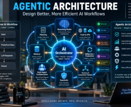 Agentic architecture AI workflow with reasoning model, planning, tools, memory, orchestration, and multi-agent collaboration