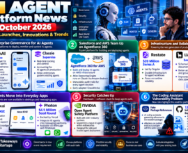 AI agent platform news October 2026 covering enterprise governance, Agentforce 360, AI infrastructure, agent security, reliability, and coding assistant risks