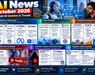 AI news October 2026 covering AI agents, new models, funding, safety concerns, autonomous malware, regulation, and startup trends