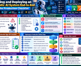 Testing and deploying an agentic AI system end-to-end with production testing, guardrails, monitoring, staged rollout, and reliability checks