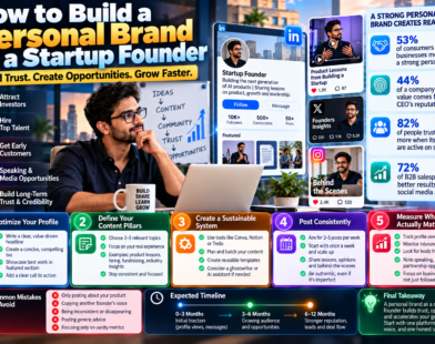 How to build a personal brand as a startup founder through content, consistency, social media, and trust