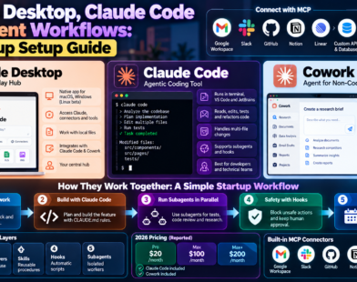Claude Desktop Claude Code and Cowork agent workflows for startups