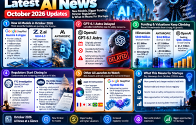 Latest AI news October 2026 covering new AI models, GPT-6.1 Astra delay, funding, valuations, regulation, and startup opportunities