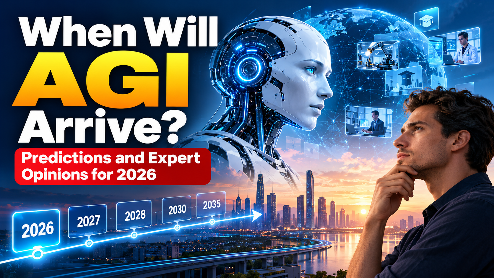 When will AGI arrive? Expert predictions for artificial general intelligence in 2026, 2030, and 2035.